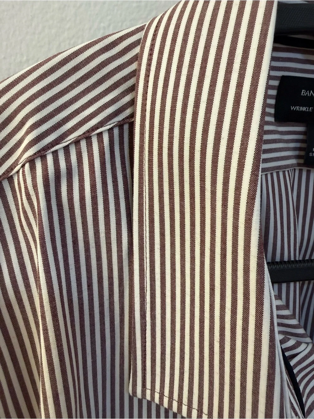 Banana Republic Men's Slim Stripe Dress Shirt - Brown & White